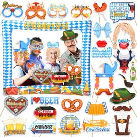 HOWAF Oktoberfest Photo Props Oktoberfest Decoration, Oktoberfest Photo Booth Props Bavarian Inflatable Photo Frame Party Glasses Oktoberfest Photo Box Accessories for Bavarian Oktoberfest Party