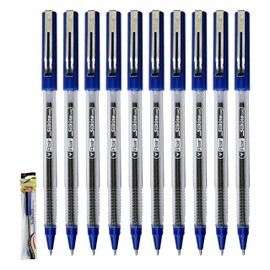 iSilkBOLD Ballpoint Pens, BLUE, Medium Point (1.0mm), Pack of 10, Smooth Stick Ball Pens, Perfect for School Home Office Use, iZOFAX Black Ball Pen