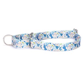 haoyueer Martingale Dog Collar Heavy Duty Nylon Adjustable Walking Training Boys Girls Large 45-53cm Dark Blue Flowers