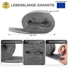 CZ Store Steel Wool – ✮ 120 g Stainless Steel, Grade 0000 – Reusable & Scratch Resistant – For Cleaning & Polishing Wood, Glass, Steel, Iron, Bronze, Brass, Copper, Tin