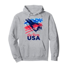 Luge Racing USA Support the Team Tshirt USA Flag Sledding Pullover Hoodie