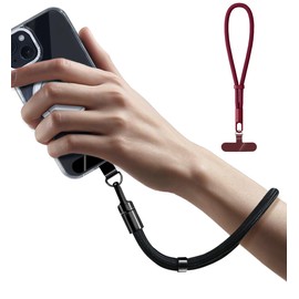 ShunShih 2 Pack Phone Lanyard with Patch, Adjustable Phone Wrist Strap, Cell Phone Lanyards for Women Men Car Keys ID Badges Card Wallet Multifuctional Lanyards (Black+Wine Red)