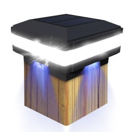 Sumaote Solar Post Cap Light, Outdoor Waterproof LED Solar Post Light Fits 4x4 5x5 6x6 Wooden Posts Fence Lights Platform Garden Patio Deck 6000K White Lighting, Black Shell, 1 Pack