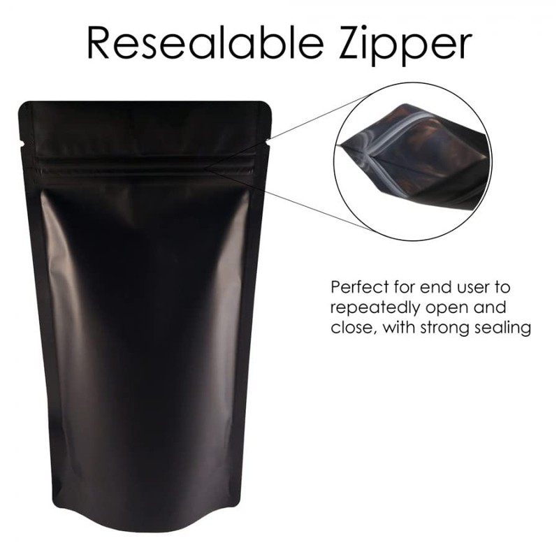 RIGHTPAK Stand Up Pouch Black Matt 25 Pieces 16cm x