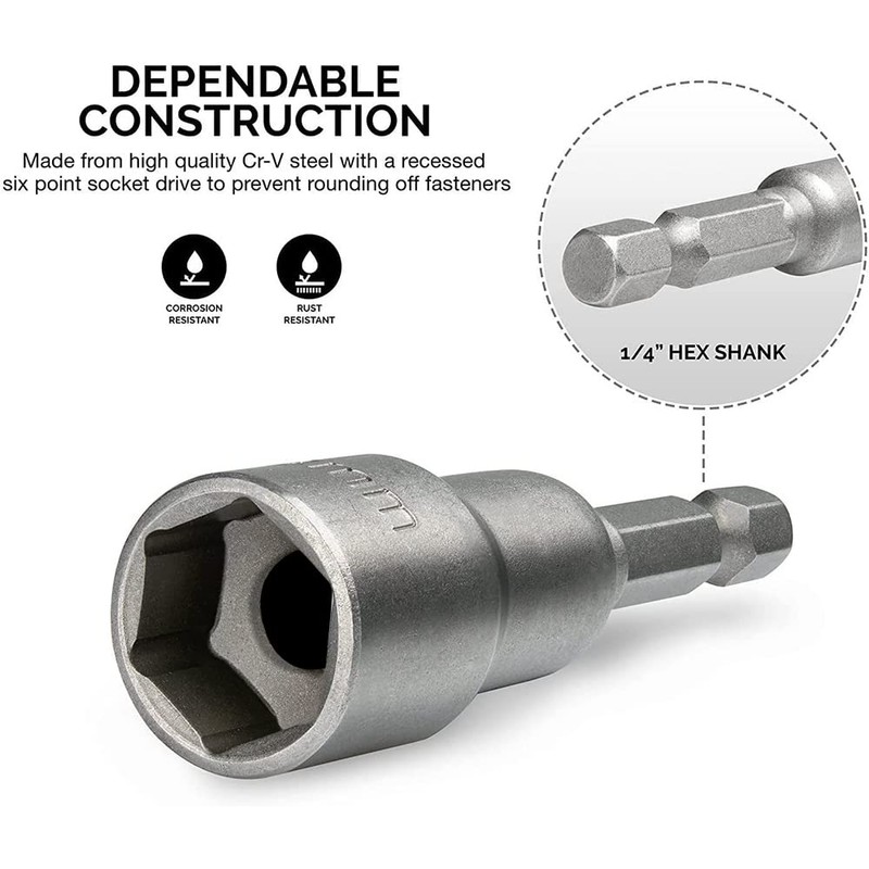 Utoolmart 1/4" Quick-Change Hex Shank 17mm Setter Impact Nut Driver