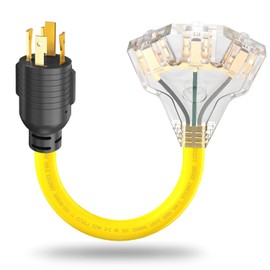 30 Amp 4 Prong Twist Lock to 110 Adapter Cord, Generator Locking Plug NEMA L14-30P to 5-15R 5-20R Household Tri-outlets