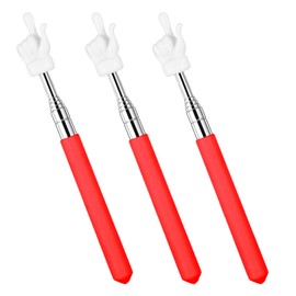 YUXIANLB 3PCS Teacher Pointer Stick, Retractable Finger Pointers for Kids Reading, Multipurpose Classroom Presentation Talking Stick, Extendable Little Hand Pointer Finger for School Teaching (Red)