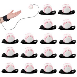 SAYAYA 16 PCS Wrist Return Ball 1.85 Inches Baseballs on a String Rebound Ball with Strap Soccer & Tennis Sport Party Favors, Wrist Exercise, Practice, and Fun Play for Kids & Adults