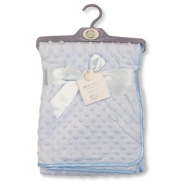 Baby Velour Bubble Wrap Blanket with Fleece Back and Satin Trim (Sky)