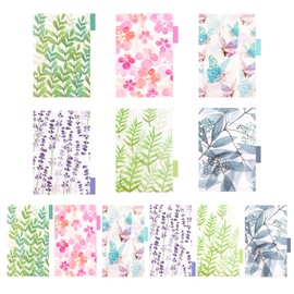 AUEAR, 12 Pack Binder Index Dividers Plastic Insertable Tab Divider for 6 Ring Planner Notebook Travel Diary (A5 + A6)