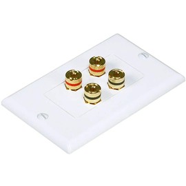 iMBAPrice Premium Banana Wall Plate - 4 Coupler Type Connectors Banana Plug Binding Post Wall Plate for 2 Speakers