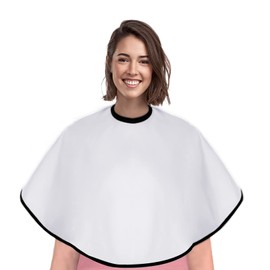 Short Barber Cape, Waterproof Nylon Salon Hair Cutting Cape, Makeup Artist Cape for Hair Dye, Comb-out, Styling, Shampoo (1, White)