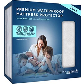 UltraBlock Ultra Plush Premium Waterproof Mattress Protector (Full) – Breathable, Vinyl Free, Noiseless Mattress Cover, Fitted Style with Deep Pockets (15-18"), Bedwetting, Dorm Room Essentials
