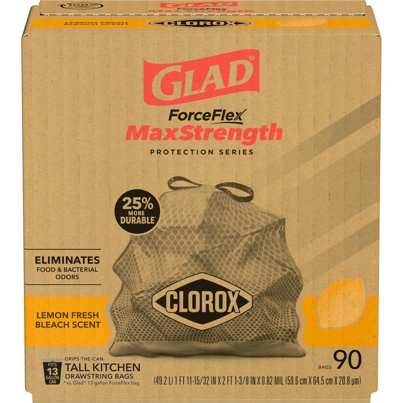 Glad Tall Kitchen Trash Bags 13 Gallon, MaxStrength Lemon Fresh