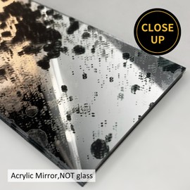 LiveInUrban 21PCS Foxed Silver Vintage Peel and Stick Mirror Effect Wall Decor, Ink Splash and Stain Acrylic Wall Panel for Home Living Room Bedroom Office, 2.9"x5.9"