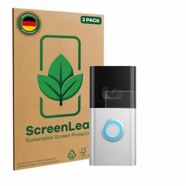 ScreenLeaf (2 Stück Schutzfolie für Ring Video Doorbell 4 / Doorbell 3 [nachhaltiger Displayschutz, Folie, transparent, kratzfest]