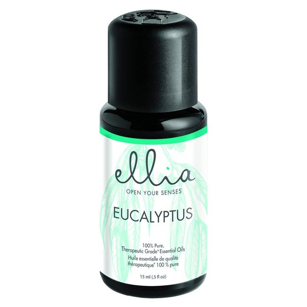 Ellia Diffuser Essential Oil Eucalyptus 15ml, 100% Pure, Therapeutic Grade, 15 mL Bottle, Clear