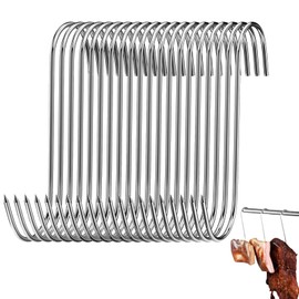 Pack of 20 Meat Hooks, Meat Hooks, Stainless Steel, Smoking Hooks, Large Butcher Hooks, for Meat Processing, Suitable for Hanging Eel, Trout, Beef, Pork, Chicken