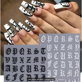 Unbranded 2Pcs 3D Latin Roman Letters Nail Stickers Art DIY Designs Manicure Decor NS52