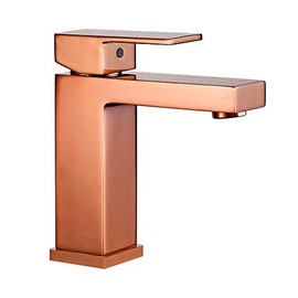 UDWTMTPRT Bathroom Small Basin Tap Mixer 100% Solid Brass Newest Luxury Design Deck Mount Vessel Faucet Black Gold Chrome Silver Square (Color : Rose Gold)