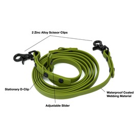 Sarah Says Pets Waterproof Dog Leash | Durable Long Line for Large Dogs and Puppy Over 40 lbs | Long Training Leash for Yard, Beach, Field (Green, 6 ft x 5/8")