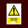 Caution Water Depth M Plastic Sign with 4 Pre-Drilled Holes
