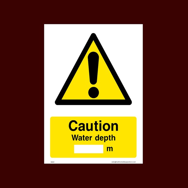 Caution Water Depth M Plastic Sign with 4 Pre-Drilled Holes