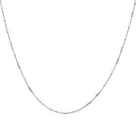 PORI JEWELERS 14K Gold over 925 Sterling Silver 1.5mm Diamond Cut Tube Brite Tube + Anchor Chain Necklace - Available in Silver, (20")