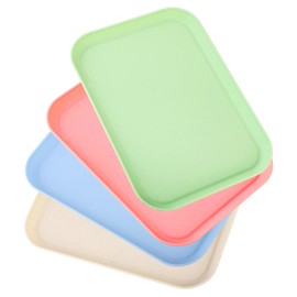 4 Pack Multicolo Plastic Serving Trays for Party Serving Food - Rectangular, 8.66 by 12 in, Heavy Duty Dessert Trays for Food Erving Platters for Party Tray Decor Veggie,Snack