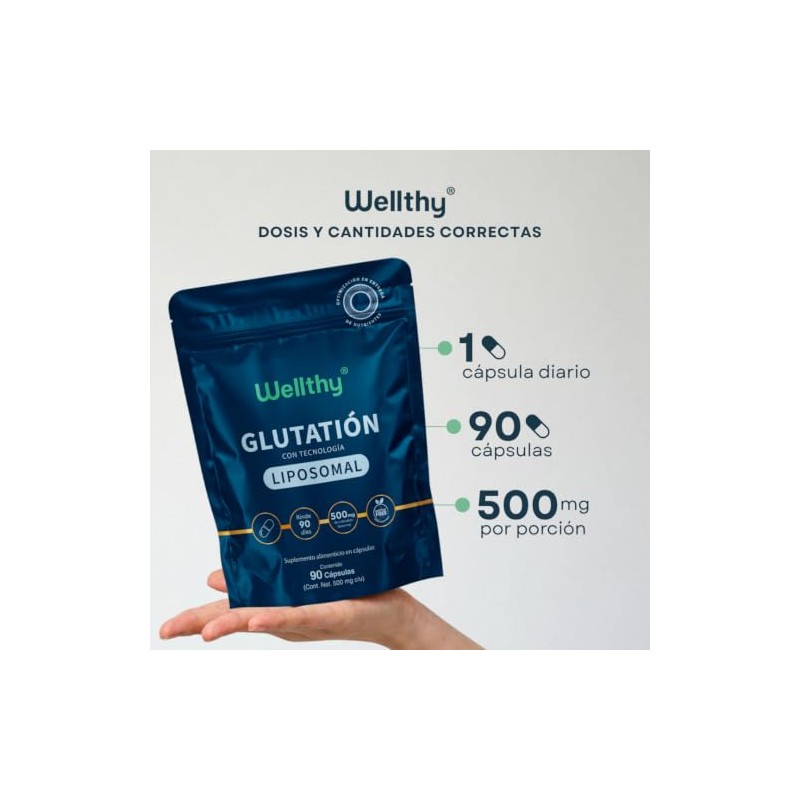 Wellthy Glutation Liposomal 100mg 90 Cápsulas. 3 Meses Completos de