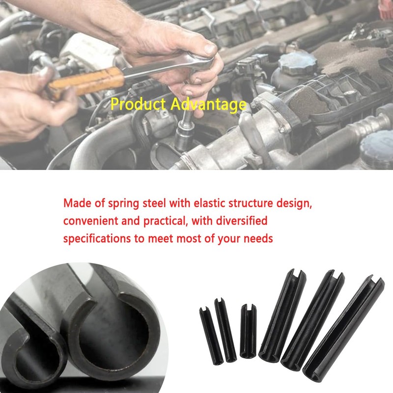 602 Pcs Roll Pins Assortment Set,Steel Slotted Spring Roll Pins