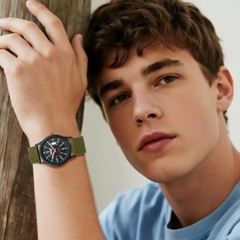 軍用時計 腕時計 メンズ ナイロンベルト 防水: 夜光 アナログ表示 カレンダー シンプル おしゃれ スポーツウォッチ クォーツ グリーン メンズ ファション アクセサリー - 誕生日 記念日 クリスマス バレンタインデー プレゼント