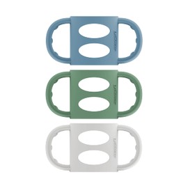 Dr. Brown’s Milestones 100% Silicone Baby Bottle Handles, Narrow, Blue, Green, Gray, 3 Pack, 4m+