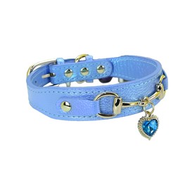 Newtensina Fashion Cute Dog Collar with a Alloy heart shaped Pendant for Small Dogs Cats - Blue - M