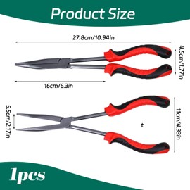 BEASAFY Fishing Pliers, Curved Fishing Pliers Hook Remover, 11 Inch Hook Remover Fishing with Long Reach, Carbon Steel Fishing Accessories for Hook Loosening when Fishing