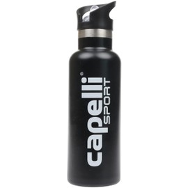 Capelli Sport Water Bottle Stainless Steel, Insulated Thermos Water Bottle with Plastic Straw Cap, BlackStainless Steel