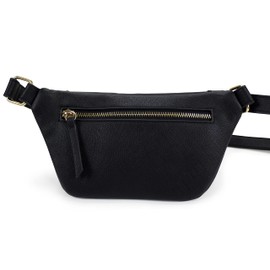 BADGLEY MISCHKA Bridgette Black Studded Vegan Leather Belt Bag | Sling | Fanny Pack | Cross Body Bag
