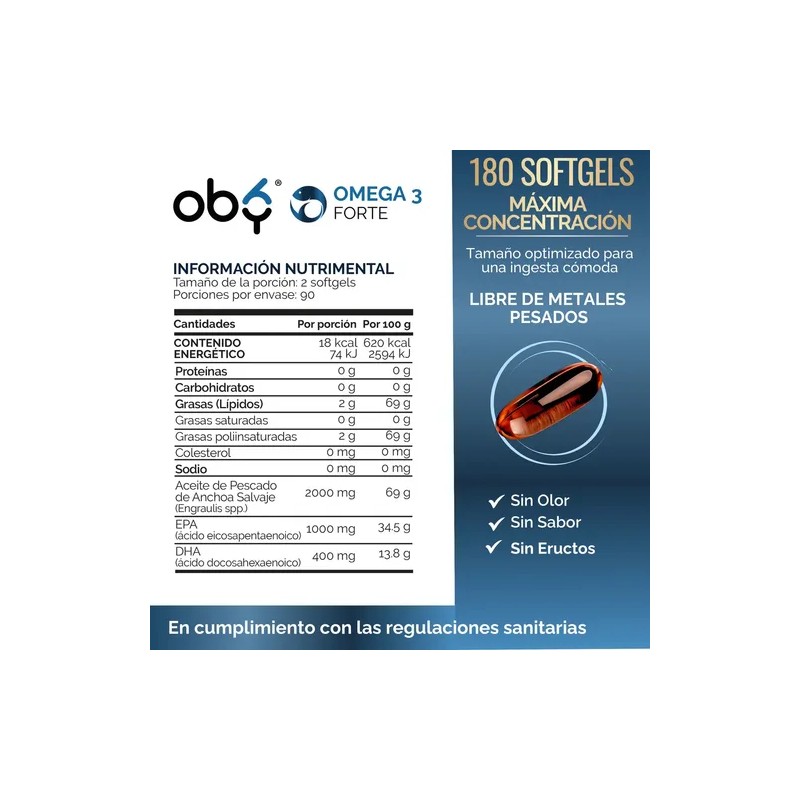 Omega 3 Diamond 2000mg Anchoa, EPA DHA Sin Eructos, Sabor