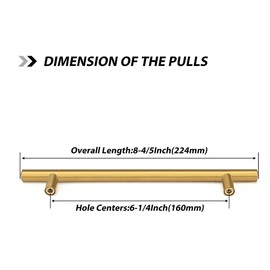 Goldenwarm LS201GD128 Kitchen Handles, Furniture Handles, Stainless Steel, 10 x 128 mm