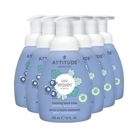 ATTITUDE Natural Foaming Hand Soap for Kids, Hypoallergenic Plant and Mineral-Based Formula, Vegan & Cruelty Free, EWG Verified, Blueberry, 60 Fl Oz, Pack of 6