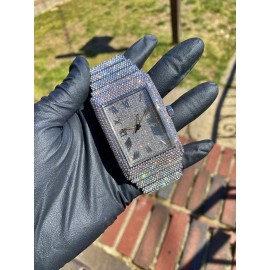 ICEDTAG Mens Full Iced Bling Out Luxury Silver Simulated Diamond Heavy Watch, Barcelet - White Gold - Watch Only