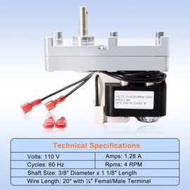 Criditpid C-E-010 4 RPM Clockwise Auger Motor Replacement for Breckwell P23, P23I, P24, P24I, P26, P28I, P32, P2000, P2000I, P2700, SP6000 Pellet Stove. (CW, with Hole)