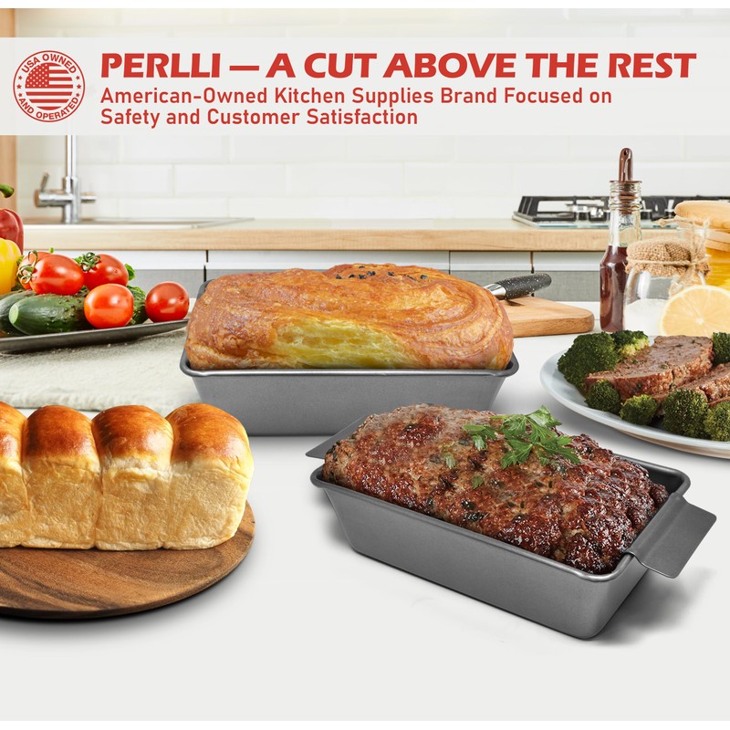 PERLLI Meat Loaf Pan with Drip Tray – 2 Pc.