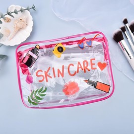 Clear Skincare Toiletry Bag for Women Girls Clear Travel Makeup Organizer for Girlfriend Christmas Birthday Gift for Friend Bestie Waterproof Skin Care Cosmetic Pouch Beauty Enthusiasts Gift