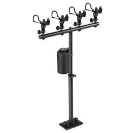 Feimire Inshore Rod Holder for Boat, Adjustable Height & 360° Tangle-Free Rotation Gunnels, Aluminum, Includes Cup & Gear Pouch (4 Rod Holder)
