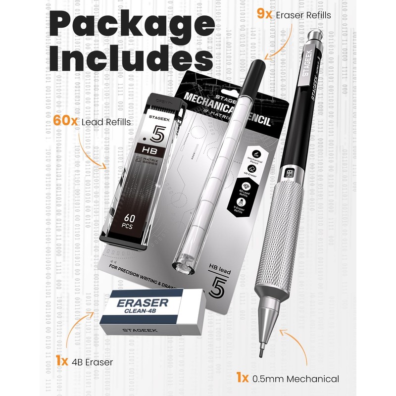 STAGEEK 0.5mm Mechanical Pencil, Metal Art & Drafting Pencil with