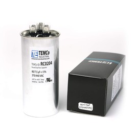 TEMCo 80+7.5 uf/MFD 370-440 VAC Volts Round Dual Run Capacitor 50+60 Hz AC Electric - Lot -1 (Optional uf/MFD, Voltage and Lot Quantities Available)