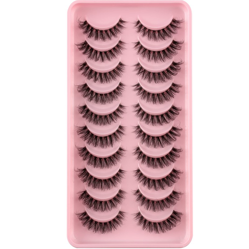 Clear Band False Eyelashes, 3D Fluffy Strip Eyelashes, D Curl