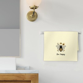 FIicy Bee Kitchen Towels, Yellow Bee Dish Towels, Summer Bee Happy Decorative Hand Towels for Bathroom Kitchen, Bee Kitchen Decor and Accessories, Yellow Bumble Bee Bathroom Kitchen Decor(16x24 Inch)