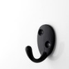 Matte Black Single Hook Coat Hooks Wall Mounted - Heavy